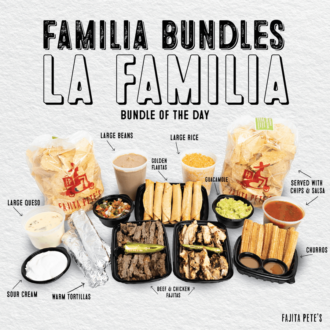 Display of items included in a Familia Bundle